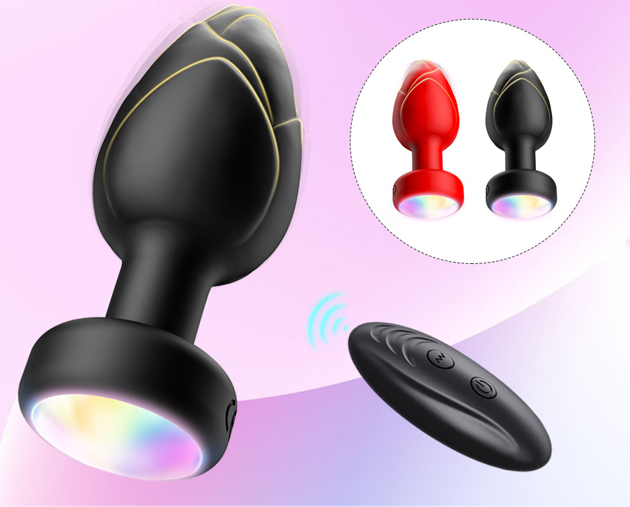 Sex Toys: Colorful Remote-Controlled Glowing Anal Plug, 10 Vibration Modes, Unisex, Adult Masturbation and Anal Massage
