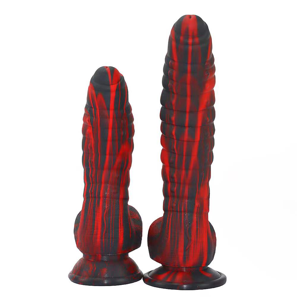 Sex Toys: Black and Red Unicorn-Printed Silicone Dildo in a Caterpillar Shape 02 image 3