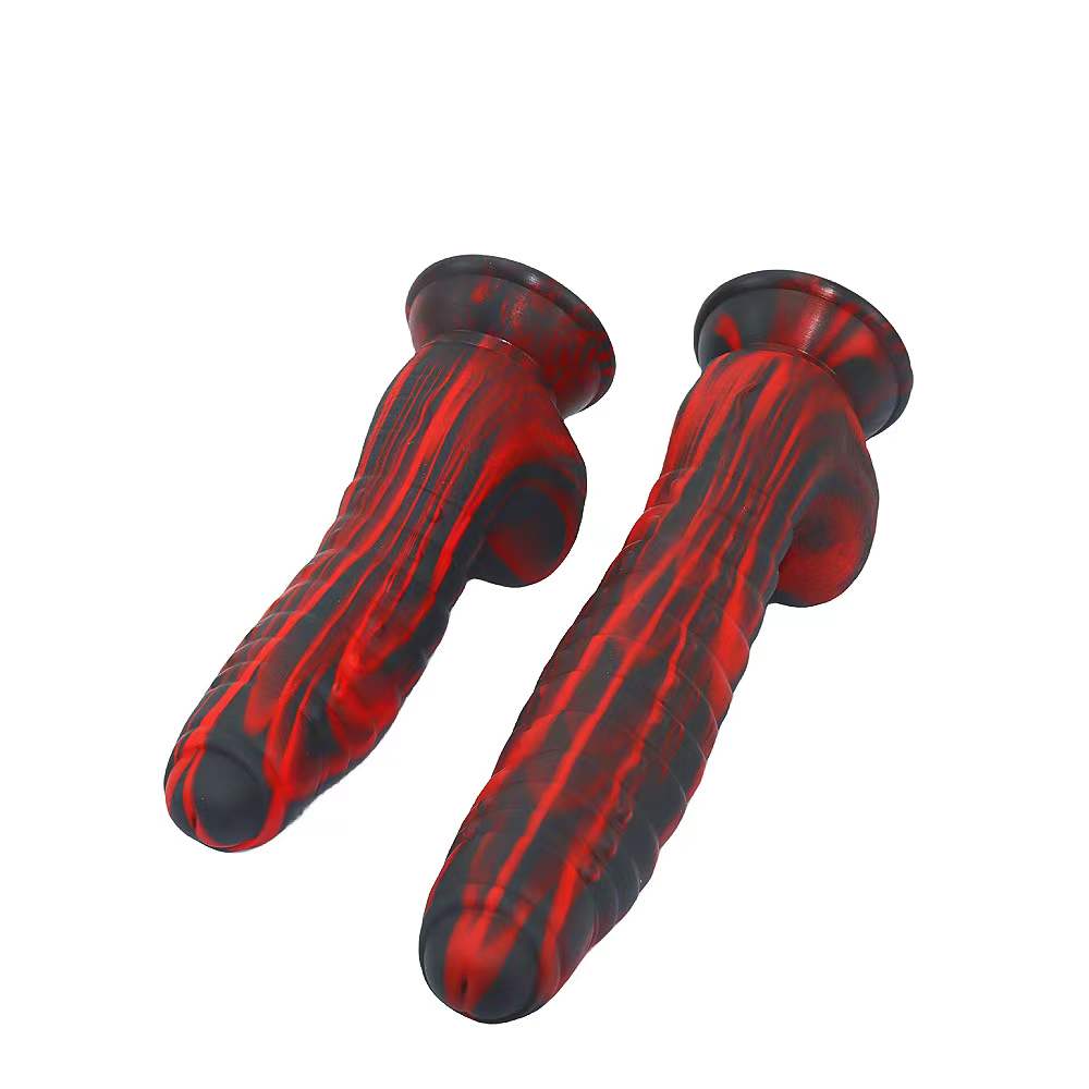 Sex Toys: Black and Red Unicorn-Printed Silicone Dildo in a Caterpillar Shape 02 image 4