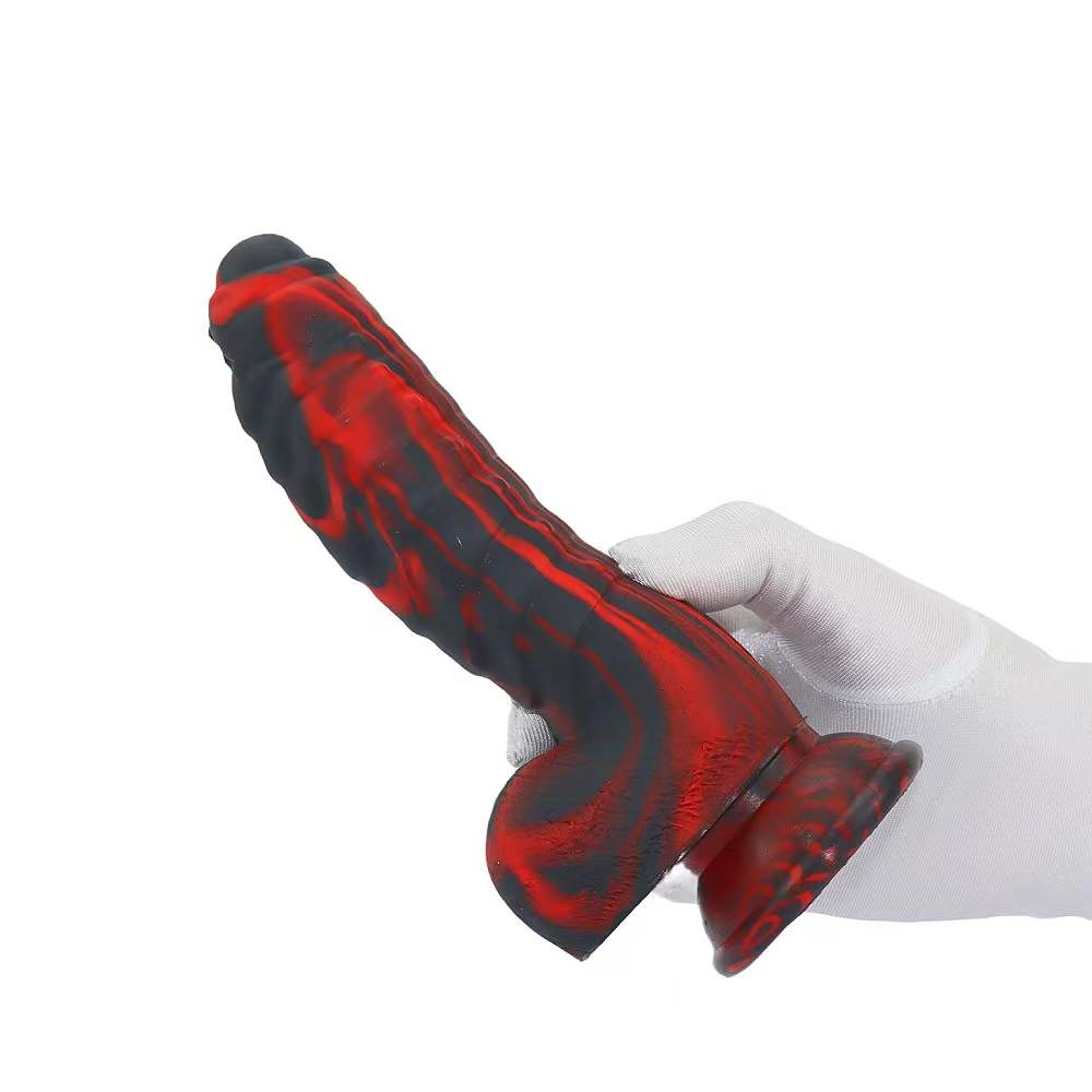 Sex Toys: Black and Red Unicorn-Printed Silicone Dildo in a Caterpillar Shape 02 image 5