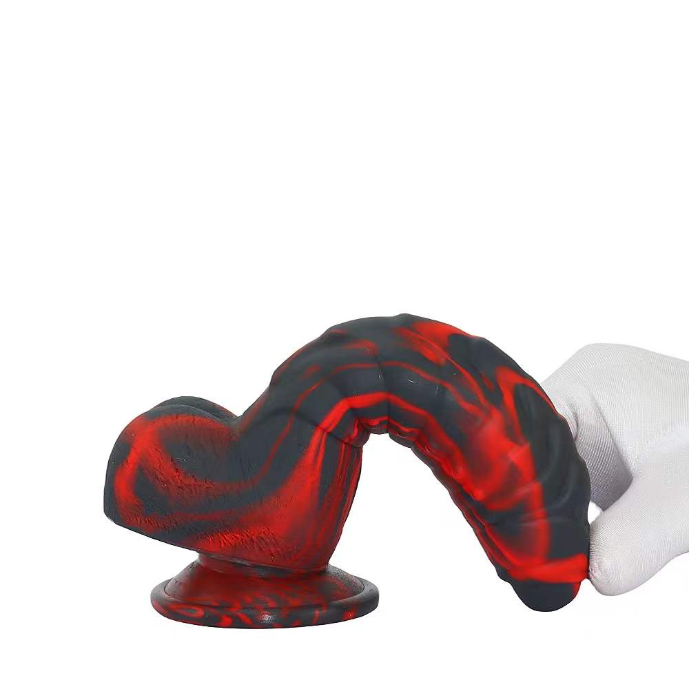 Sex Toys: Black and Red Unicorn-Printed Silicone Dildo in a Caterpillar Shape 02 image 6